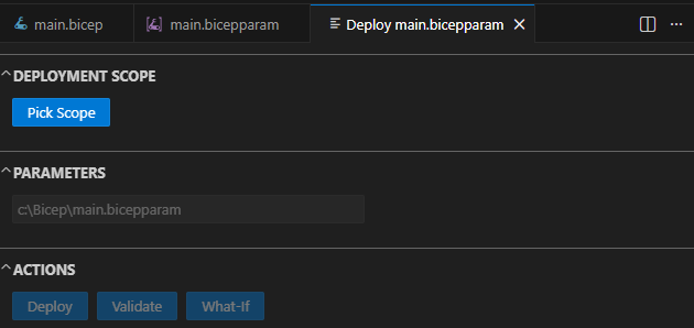 Screenshot des anfänglichen Bereitstellungsbereichs in Visual Studio Code.