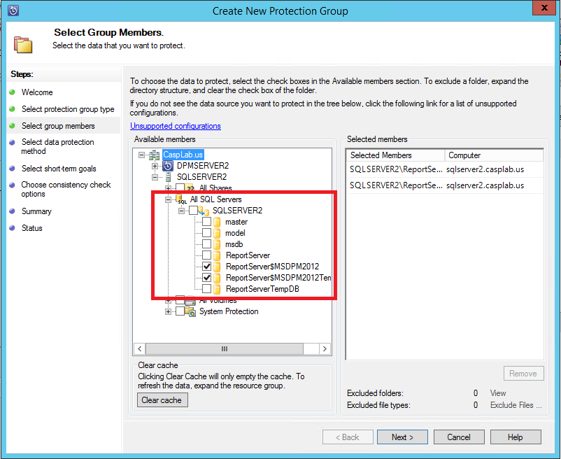 Screenshot: Auswählen einer SQL Server-Datenbank.