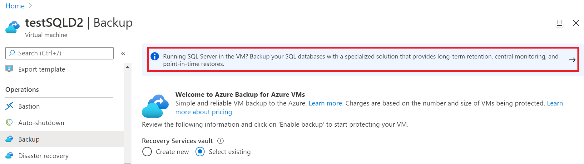Screenshot: SQL Server-Sicherungsansicht