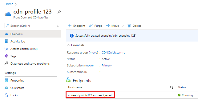 Hinzugefügten Endpunkt anzeigen.