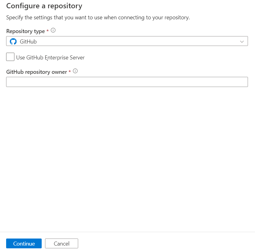  Screenshot des GitHub-Konfigurationsbereichs für ein Repository.