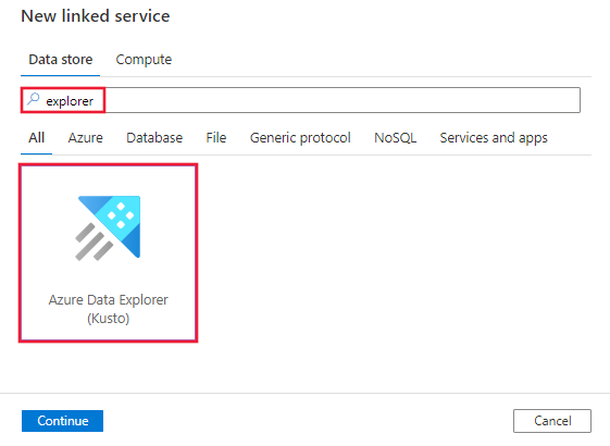 Screenshot des Azure Data Explorer (Kusto)-Connectors.