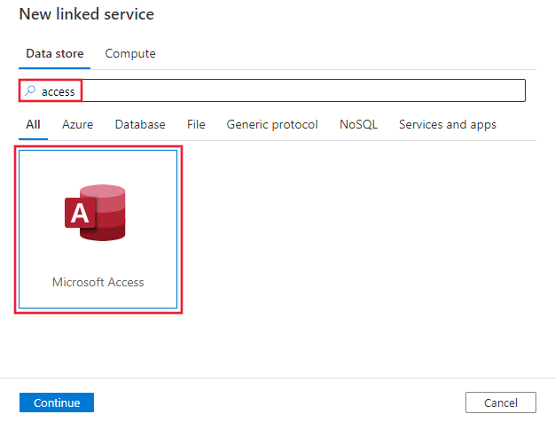 Wählen Sie den Microsoft Access Connector aus.