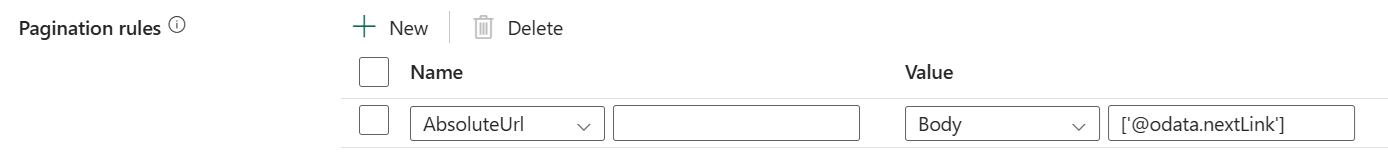 Screenshot, der zeigt, wie die Paginierungsregel für Beispiel 8b festgelegt wird.