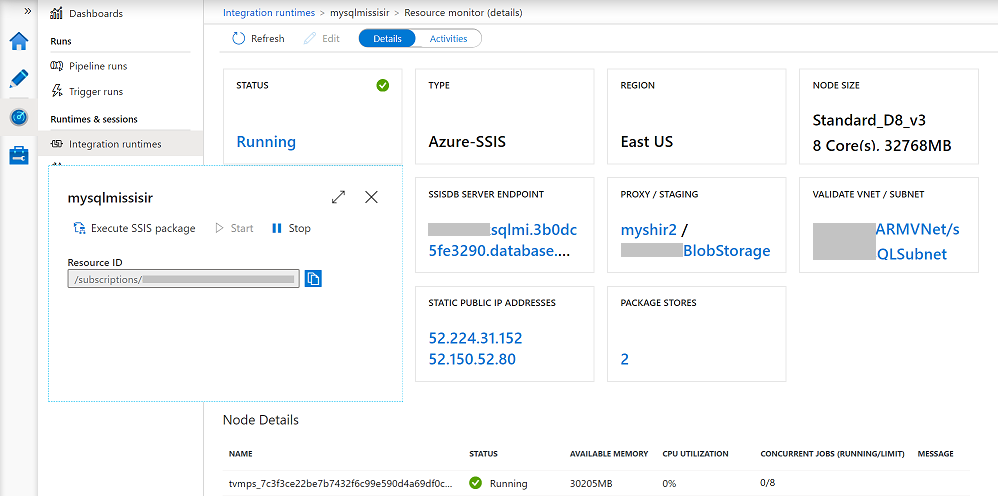 Überwachen Ihrer Azure-SSIS IR&nbsp;– Kachel „STATUS“