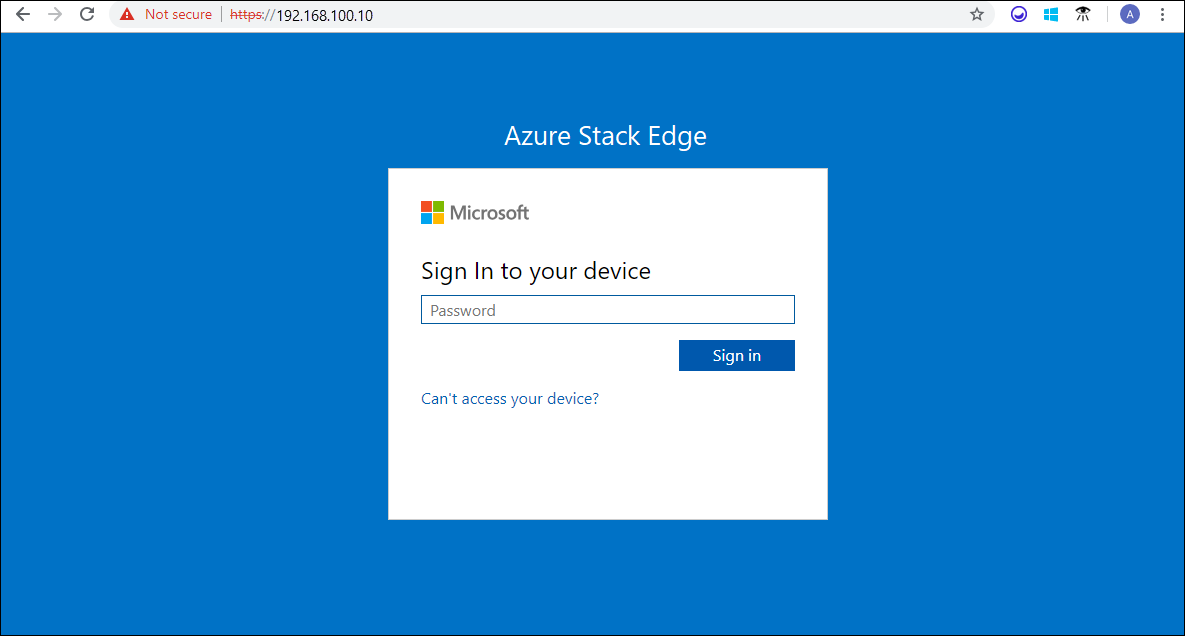 Azure Stack Edge Pro-Geräteanmeldungsseite