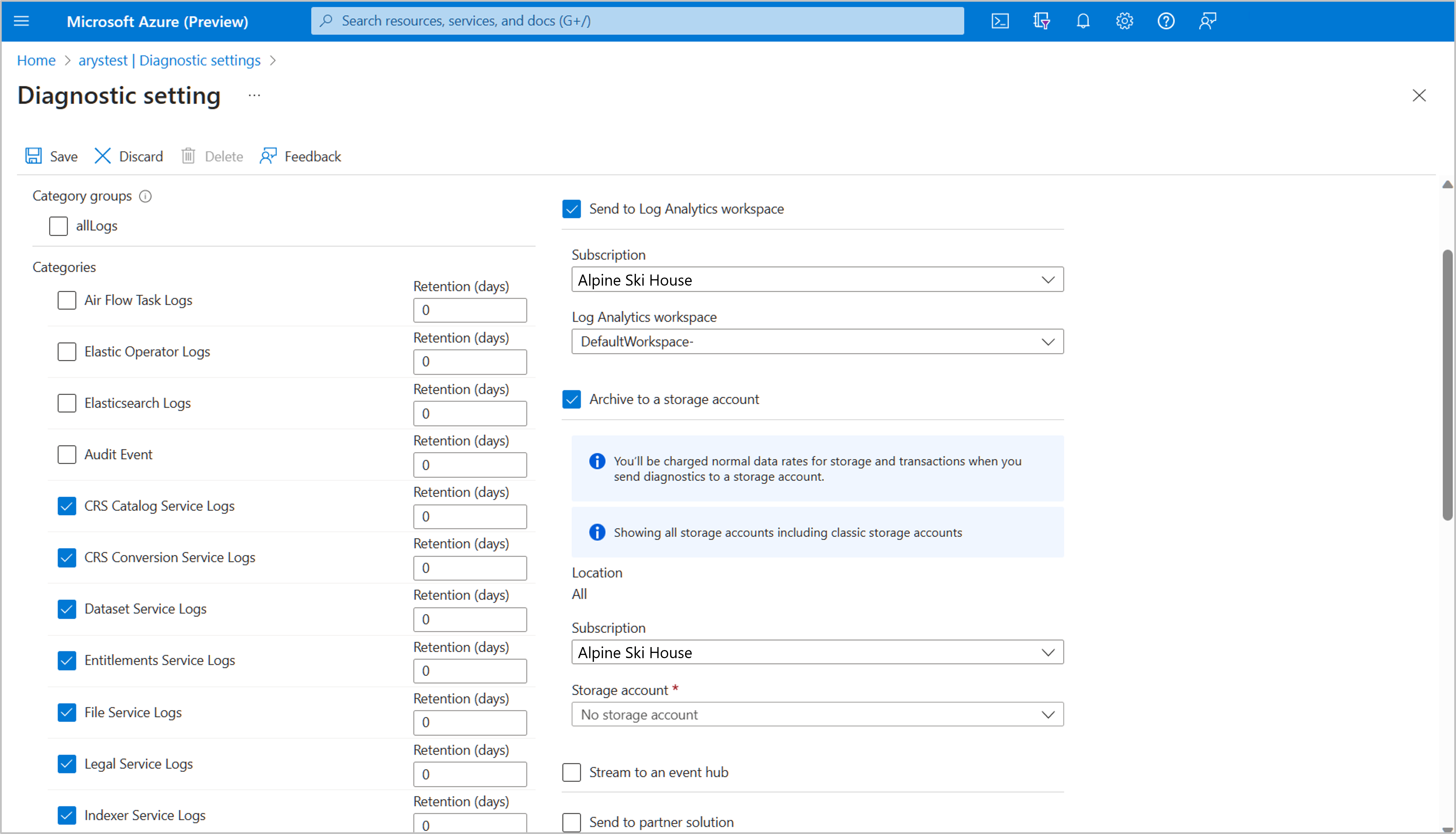 Screenshot: Der Export an mehrere Ziele kann mit nur einer Diagnoseeinstellung konfiguriert werden.