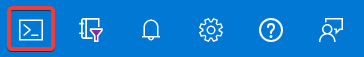 Screenshot, der die Cloud Shell-Schaltfläche im Azure-Portal zeigt.