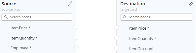 Screenshot zeigt die Zuordungsoberfläche und Datenelemente, zum Beispiel ein Bedingungsszenario.