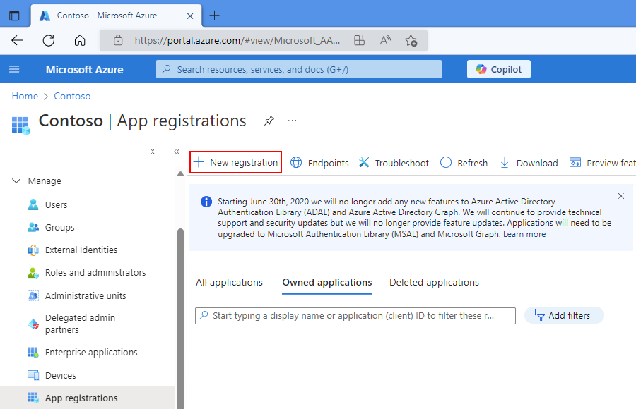 Screenshot des Azure-Portals mit Microsoft Entra-Mandant, Bereich 