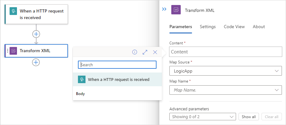 Screenshot: Standardworkflow mit geöffneter dynamischer Inhaltsliste.