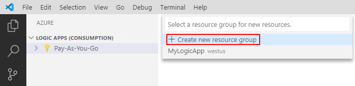 Screenshot der Ressourcengruppenliste mit ausgewählter Option 
