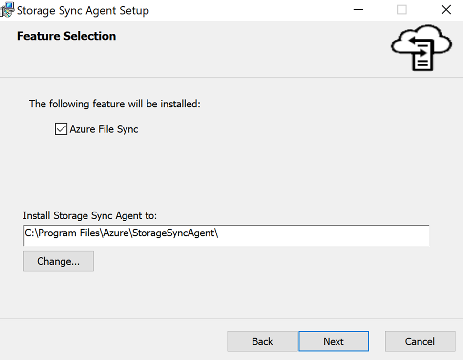 Screenshot der Pfadauswahl im Setup-Assistenten für den Dateisynchronisierungs-Agent.