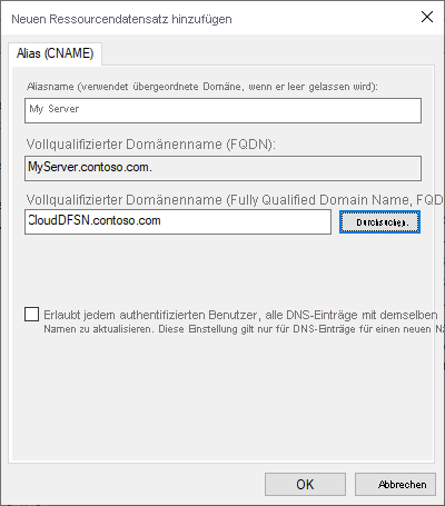 Screenshot des Eintrags 