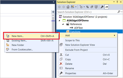 Hinzufügen eines neuen Elements zu Funktionen in der Azure Stream Analytics Edge-Lösung