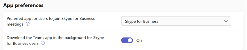 Screenshot der Einstellungen für die Teams-Upgrade-App im Teams Admin Center.