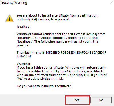Screenshot: Sicherheitswarnung mit rot hervorgehobener Option 