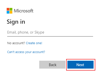 Screenshot der Microsoft-Anmeldeseite mit rot hervorgehobener Option 
