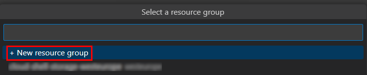 Screenshot: Option zum Erstellen einer neuen Azure Ressourcengruppe