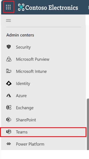 Screenshot: Teams-Client im linken Bereich von Microsoft 365 Admin Center