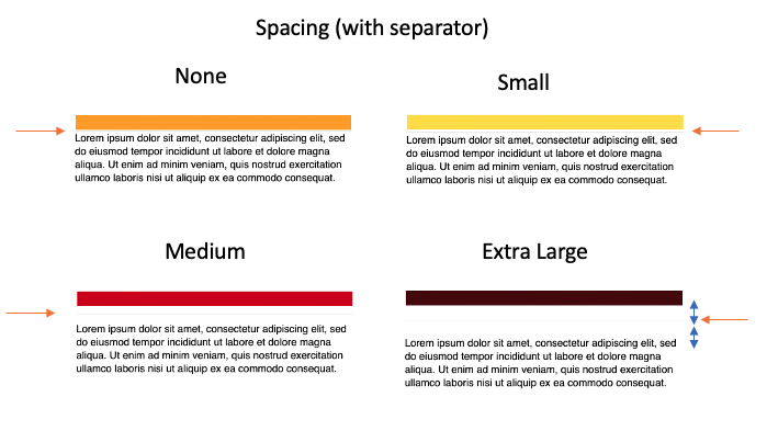 Kombination aus „spacing“ und „separator“