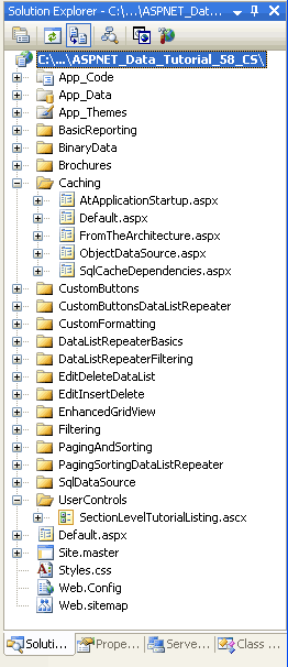 Hinzufügen der ASP.NET Seiten für die Caching-Related Lernprogramme