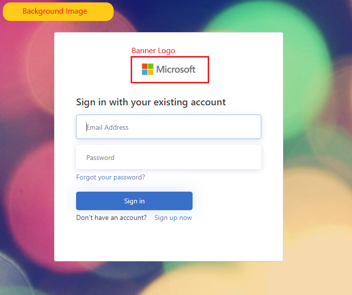 Von Azure AD B2C bereitgestellte Registrierungs-/Anmeldeseite mit Branding