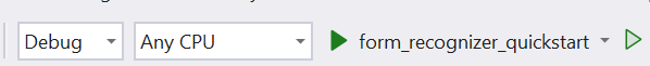 Screenshot des Speicherorts der Schaltfläche zum Ausführen Ihres Visual Studio-Programms.