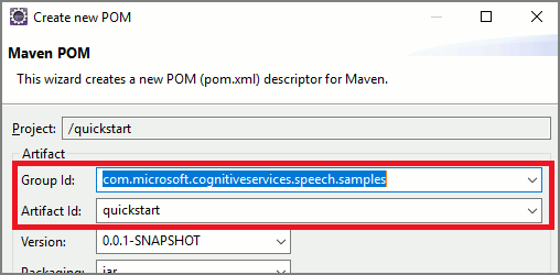Screenshot des Fensters zur Erstellung eines neuen POM