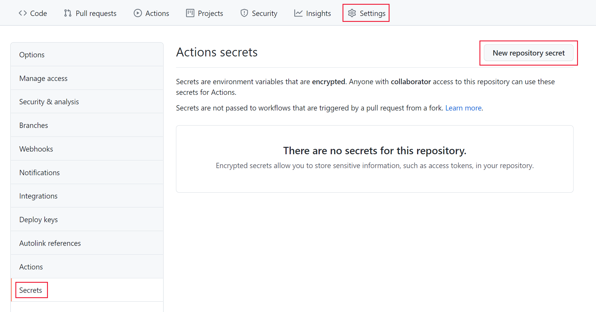 Screenshot, der zeigt, wie Ein GitHub-Repositoryschlüssel hinzugefügt wird.
