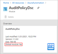 Screenshot der globalen Moduleigenschaft im Azure portal.