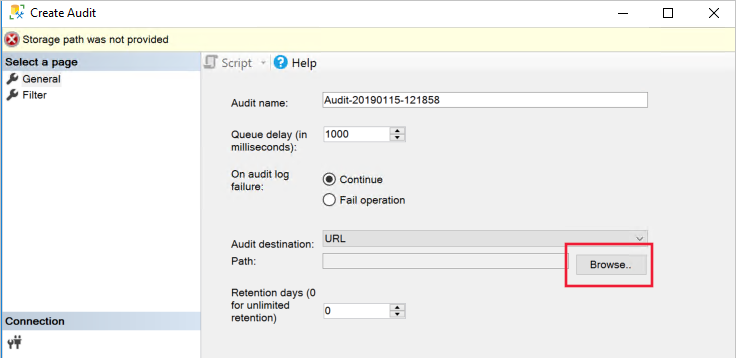 Screenshot zeigt, wie man Azure Storage durchsucht.