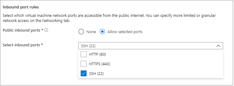 Screenshot der eingehenden Ports.