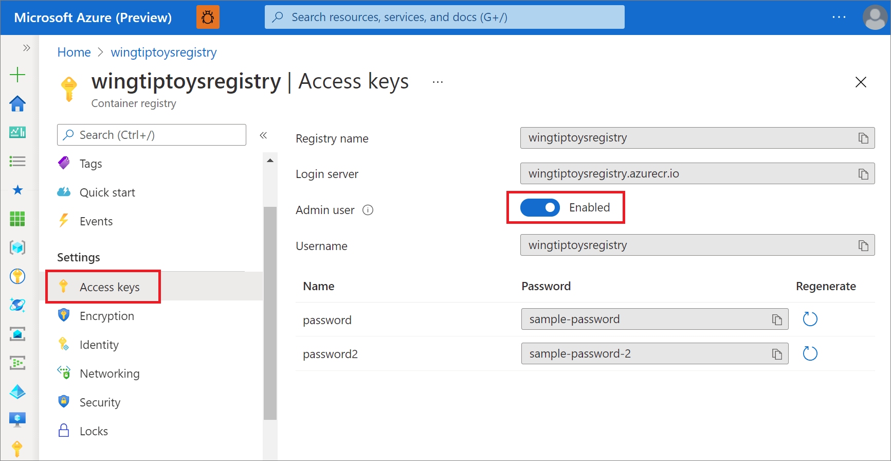 Aktivieren der Administrator-Benutzeroberfläche im Azure-Portal