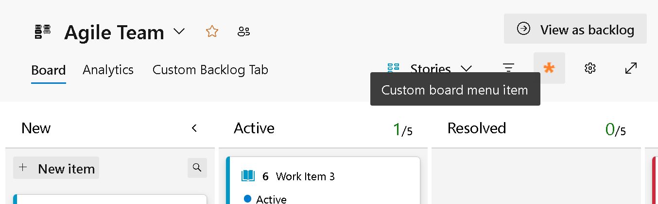 Screenshot des Pivotfiltermenüs des Backlogboards.