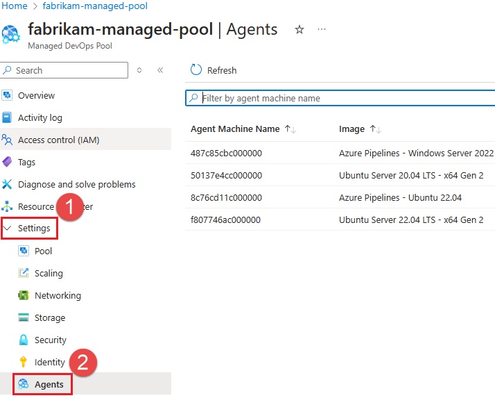 Screenshot der Liste der Agents und deren Status.