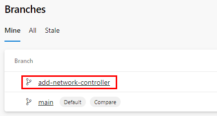 Screenshot der Branch-Übersicht, die deinen neuen Branch anzeigt.