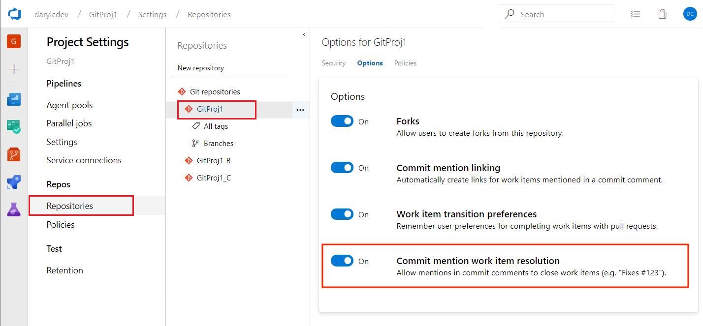 Administratoroption zum Aktivieren der Commit-Erwähnungslösung für Arbeitsaufgaben