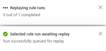 Screenshot der Benachrichtigungen zu Regelausführungen.