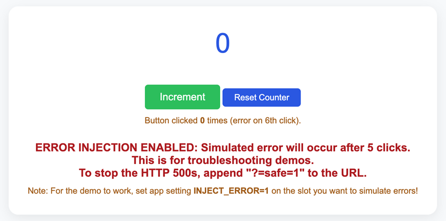 Screenshot des .NET-Beispiels im fehlerhaften Slot