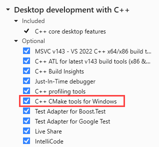 Screenshot des Visual Studio-Installers