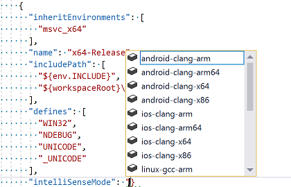 Screenshot des IntelliSense-Popupelements im Editor.