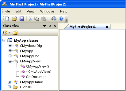 MyApp wie von CMFCVisualManagerVS2005 gerendert.