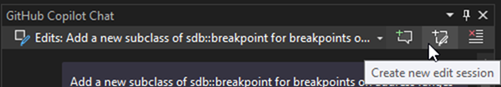 Screenshot des GitHub Copilot-Chatfensters. Die Schaltfläche 
