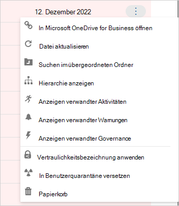 Screenshot der Kontextmenüoption zum Anwenden einer Vertraulichkeitsbezeichnung auf eine Datei.