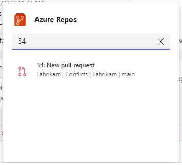 Screenshot der Teams-Benachrichtigung über eine Pullanforderung.