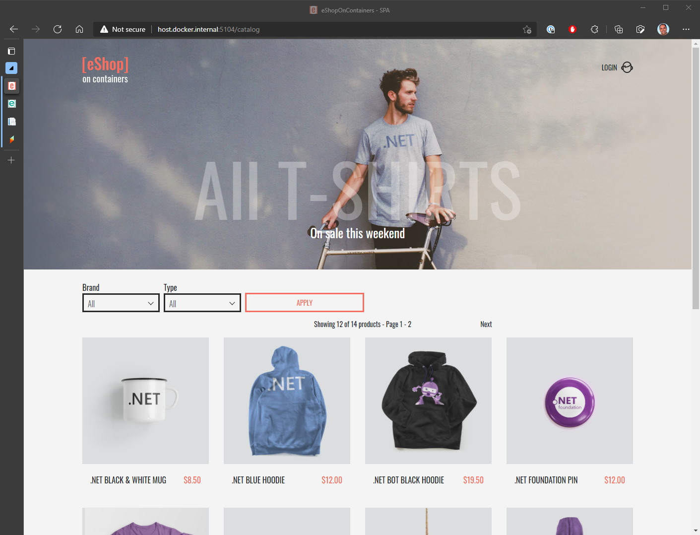 Screenshot der eShopOnContainers-Beispiel-App.