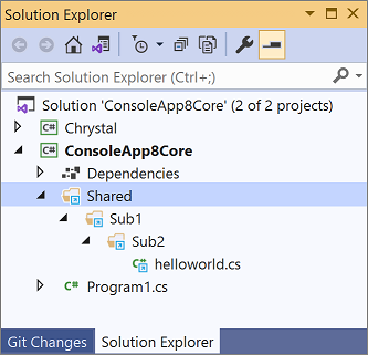 Projektmappen-Explorer mit linkBase metadata.