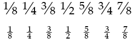 Text mit openType slashed and stacked fractions
