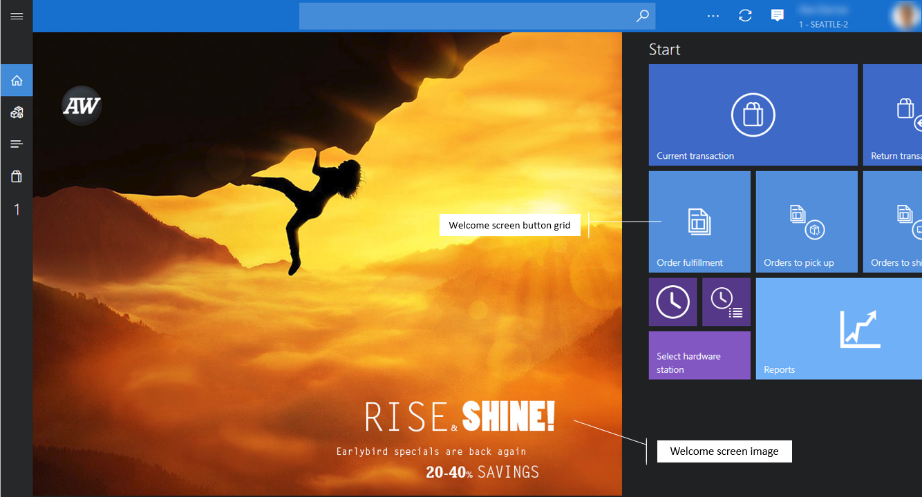 Screenshot der POS-Willkommensseite.